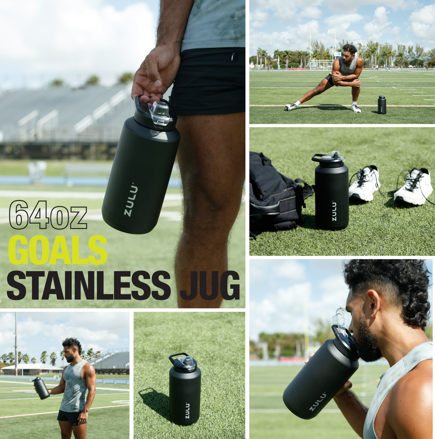Goals Stainless Steel Half Gallon Water Bottle with Straw – Zulu Athletic