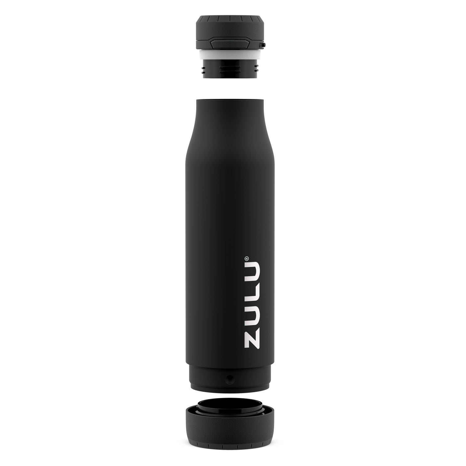 Zulu Ace Vacuum Insulated Stainless Steel Water Bottle with Removable Base - Leak Proof Lid - Antimicrobial Spout, 24 oz, White